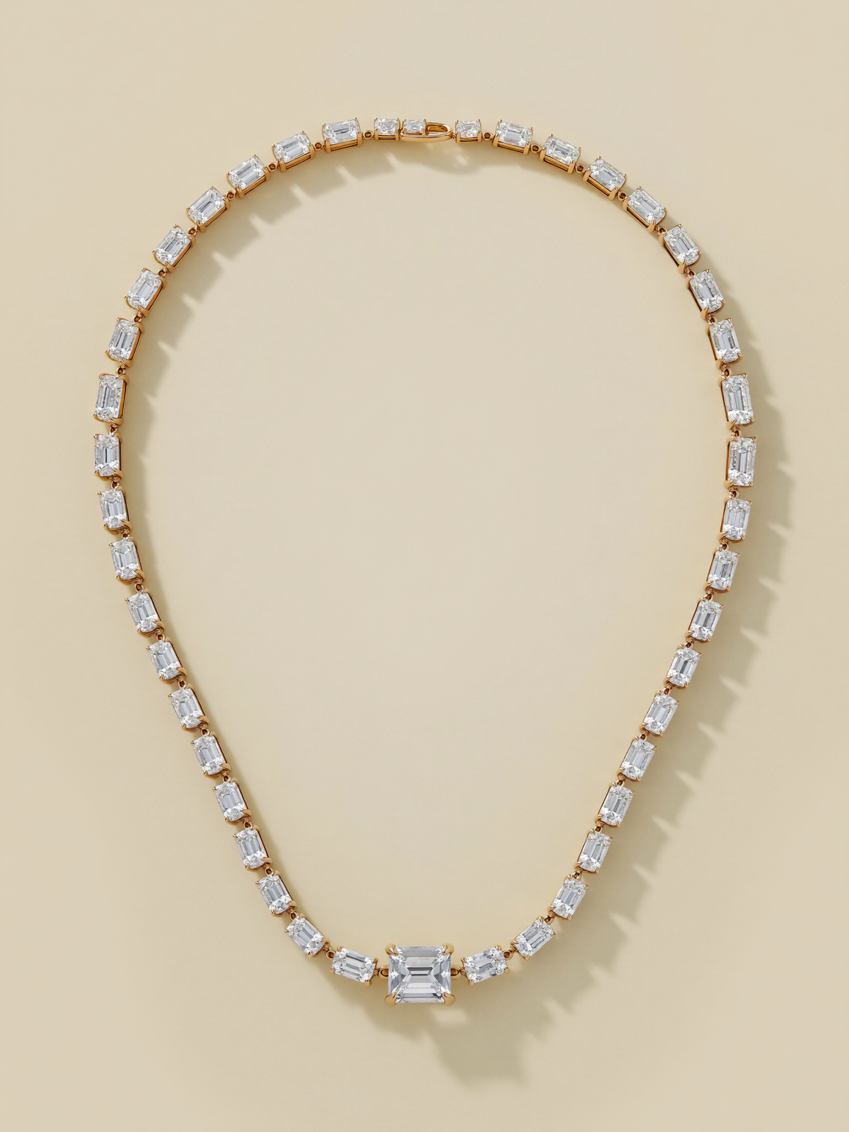 Design concept: The Line Rivière, a necklace of graduated emerald-cut stones